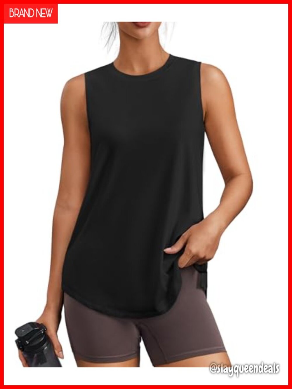 Workout Tank Top UPF 50+ Side Slits Athletic Gym Shirt Loose Fit